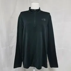 THE NORTH FACE ザノースフェイス ダークグリーン 弱起毛 ハーフジップ 機能性 長袖 Tシャツ メンズ100 0924