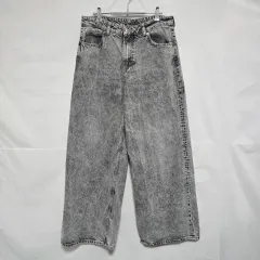 H&M グレー ウォッシュ ワイド デニム パンツ 男 34インチ 1111