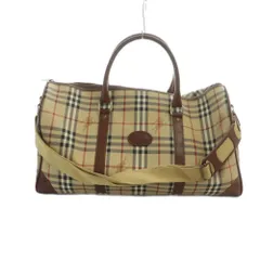 バーバリー BURBERRY ボストンバッグ ショルダー 2WAY ロゴ ノバチェック PVC レザー 茶 ブラウン ■GY17 /MQ