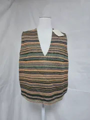 新品) ZARA ザラ ストライプ Vネック ニット BEST ベスト レディース 95 1202