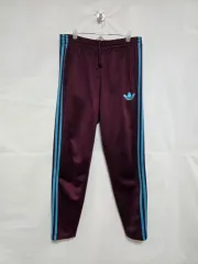 アディダス 起毛 ファイヤーバード トレーナー パンツ バーガンディ メンズ 30-32インチ 1209