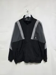 アディダス ブラック オーバーサイズ リバーシブル ウィンドブレーカー ジャケット 1226