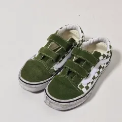 VANS キッズ オールドスクール V カーキ バックル チェッカーボード スニーカー 200 ㅋ