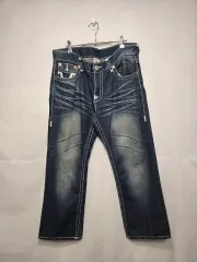 トゥルーレリジョン JOEY アメリカ生産 白 スティッチ デニムパンツ 男38インチ 0121