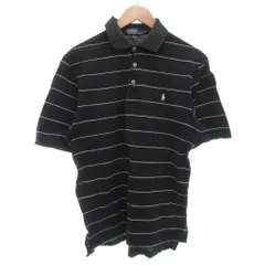 ポロ バイ ラルフローレン Polo by Ralph Lauren ポロシャツ 半袖 鹿の子 ボーダー S 黒 ブラック 白 ホワイト /GV ■GY61