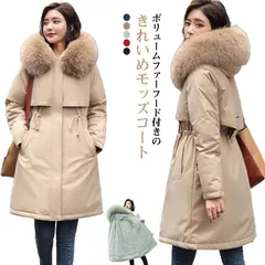 モッズコート 裏ボア ファーフード付き きれいめ レディース 冬 コート 中綿入り 中綿コート ロング ミリタリーコート 裏起毛 ふわふわ もこもこ 厚手 あったか 保温 防寒 アウター ロングコートmin#