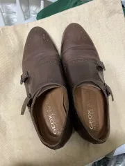 GEOX(ジェオックス) ブラウン メンズ ダブル モンク ストラップ シューズ