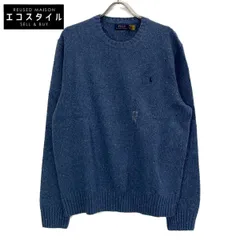 POLO RALPH LAUREN ポロ ラルフローレン ﾌﾞﾙｰ ｳｰﾙ ｽﾍﾟｯｸﾙﾄﾞ ｸﾙｰﾈｯｸ ｾｰﾀｰ XL