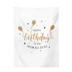 YFFSFDC バースデータペストリー 誕生日 飾り付け Happy Birthday おしゃれ 壁掛け フォトポスター 写真背景 100×70cm ナチュラルでおしゃれ お祝い 記念写真 ハーフバースデー 男の子 女の子 白 0