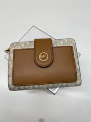 【管理番号-SK】マイケルコース 34R4G0KF5B 2つ折り財布 バニラ×エイコーン PVCレザー