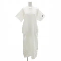 アディダス adidas Tシャツワンピース ロング丈 XS 白 ホワイト 半袖 ラウンドネック ロゴ刺繍 /NL ■GY61