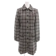 ナチュラルビューティーベーシック NATURAL BEAUTY BASIC ステンカラーコート ミドル丈 グレンチェック 千鳥格子柄 S 黒 ブラック 白 ホワイト /GV ■GY60