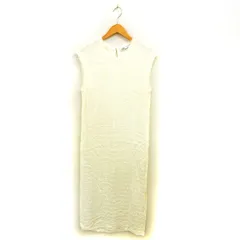 ザラ ZARA Iライン ワンピース マキシ丈 フリンジ 透け感 Vネック ノースリーブ XS オフホワイト /NT24