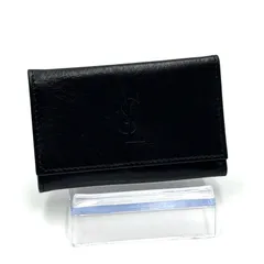イヴ・サンローラン Yves Saint Laurent 6連キーケース コンパクト 男女兼用 ブラック ゴールド金具 レザー 黒