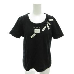インゲボルグ INGEBORG Tシャツ L 黒 ブラック 半袖 ラウンドネック ロゴプリント リボン /YJ ■GY60