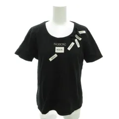 インゲボルグ INGEBORG Tシャツ L 黒 ブラック 半袖 ラウンドネック ロゴプリント リボン /YJ ■GY60