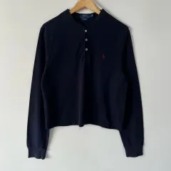 S ポロラルフローレン メッシュ コットン ヘンリーネック 長袖Tシャツ