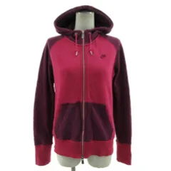 ナイキ NIKE バイカラースウェットパーカー FA100407NIG ロゴ刺繍 長袖 ジップアップ コットン ピンク パープル 紫 M