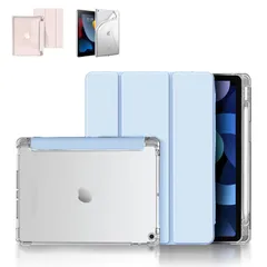 10.2インチ ペンシル収納付き 三つ折 (2021/2020/2019モデル)第9世代/第8世代/第7世代 iPad 保護カバー クリアバックケース 自立スタンド・オートスリープ機能 ケース 軽量・薄型・ハードタイプ 手帳型 全面保護型 『Masinca』i