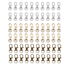 シルバー ゴールド アンティーク 360°回転式 10Mm 60個セット ハンドメイド 手芸材料 ナスカン DIY キーリング 回転フック ナスカン 手作り 手芸用品 ハンドメイド金具 ステンレス アクセサリーパーツ ゴールド＋シルバー2＋アンティークゴールド