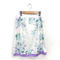 スーナウーナ Sunauna 台形 スカート ひざ丈 花柄 ドット 薄手 38 アイボリー パープル 紫 /TT