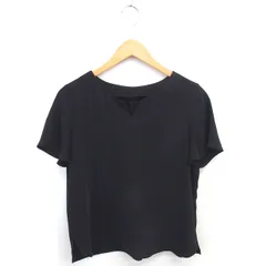 ナチュラルビューティーベーシック NATURAL BEAUTY BASIC カットソー ブラウス キーネック プルオーバー 半袖 M 黒 ブラック /TT