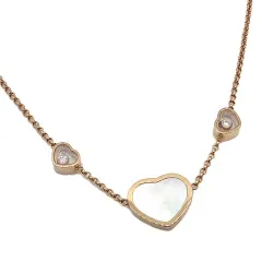 ショパール chopard K18 PG ピンクゴールド ハッピーハート ネックレス ダイヤモンド0.11ct マザーオブパール 81A082-5301のサムネイル