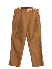 US企画 カーハート ダック ペインター パンツ メンズ 34 32 古着 カーゴ ワーク キャンバス ストレート ボトムス ミドルウェイト ブラウン