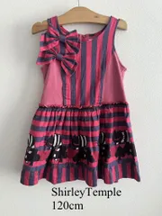 ShirleyTemple　シャーリーテンプル　ワンピース　120cm　女の子用　チシャ猫柄　不思議の国のアリス　ストライプ　リボン　キュート　かわいい　お出掛け　おしゃれ　送料込み　3407889