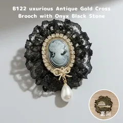 【B122】カメオ風 ブローチ アンティーク調 貴婦人 ゴールド パール エレガント