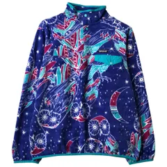 古着 パタゴニア Patagonia ライトウェイトシンチラスナップT 25455FA16 総柄 ふくろう ハーフスナップ フリースプルオーバー/eaa612807