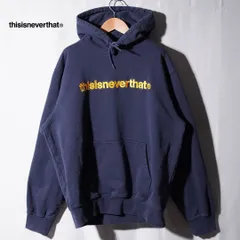 ディスイズネバーザット thisisneverthat パーカー L ネイビー ゴールド T-Logo Tロゴ ロゴ刺繍 ネバザ スウェット フーディー ストリート Y2K 韓国 KOREA オーバーサイズ 古着 A154