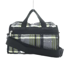 レスポートサック LesportSAC ショルダーバッグ 黒 ブラック 白 ホワイト 黄緑 チェック柄 ロゴプリント /RI ■OS 