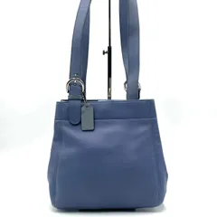 美品● COACH コーチ オールド トートバッグ 4157 ロゴチャーム ブルー レザー