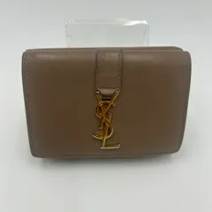 SAINT LAURENT（サンローラン）タイニーウォレット 三つ折り財布 レザー グレージュ ゴールド金具