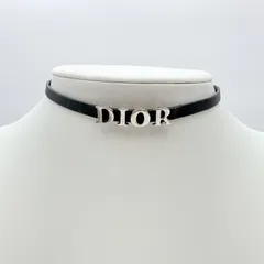 Christian Dior（クリスチャン ディオール） ロゴモチーフ レザー チョーカー ブラック シルバートーン