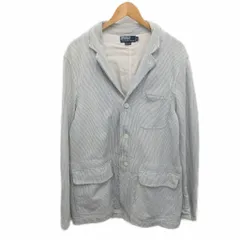 ポロ バイ ラルフローレン Polo by Ralph Lauren 90s 古着 テーラードジャケット ブレザー シングル 3B ストライプ XL 青 ブルー 白 ホワイト