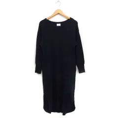 コンバース CONVERSE コットン ロング ワンピース 長袖 丸首 スリット 無地 ブラック 黒 /FT20