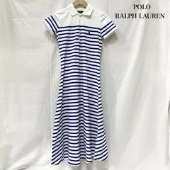 ポロラルフローレン ポロシャツワンピース ボーダー ポロプレイヤー ポロポニー 刺繍 トルコ製 ホワイト ブルー XSサイズ レディース XS ISItems【USED】【古着】【中古】50152245