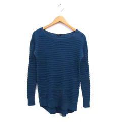 セオリー Theory ボートネック ニット セーター バックロング カシミヤ混 リブ 長袖 S 青 ブルー /NT10