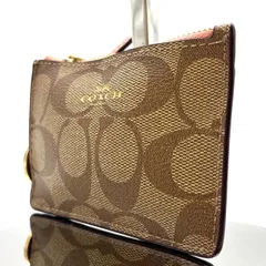 【良品】coach signature pvc kipcase coincase wallet beige ladies unisex コーチ 定期入れ 名刺