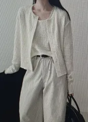 (海外配送) ノースリーブ ベスト + カーディガン セット