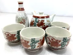 貴重　九谷焼　急須　湯呑み　徳利　茶器　レトロ　アンティーク　ヴィンテージ　花がら　金彩 A9677A10