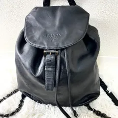 プラダ　PRADA リュックサック　バックパック　チェーンショルダー　ブラック