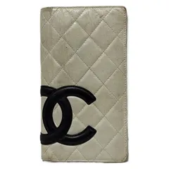 CHANEL(シャネル) 長財布 カンボンライン アイボリー×黒 ラムスキン