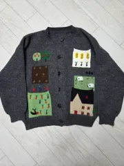 レディース 刺繍 ウール カーディガン