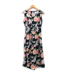 トッコ TOCCO ワンピース ノースリーブ Vネック ロング 花柄 ブラック 黒 /KT3