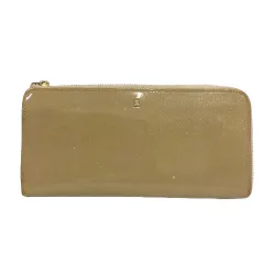 ランバンオンブルー LANVIN en Bleu 長財布 ラウンドファスナー ワンポイント メタルロゴ ラメ ベージュ 