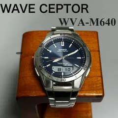 カシオ ウェーブセプター 電波ソーラー WVA-M640 ネイビー 腕周り18cm