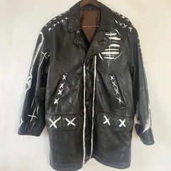 【美品】COTEMER コートメール　リメイク　ペイント加工　本革　メンズ　レザージャケット　ブラック　XL L 相当　レザーコート　黒